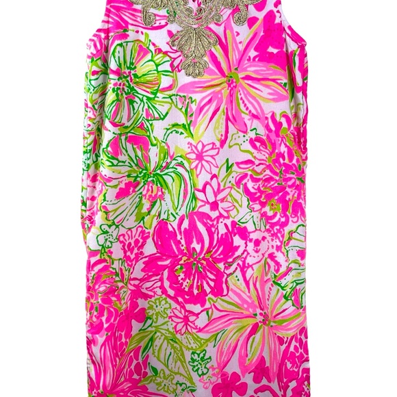 LILLY PULITZER Girls’ Size 8 Carlotta Maxi Dress Pink Floral Print Gold Accents - Picture 9 of 13
